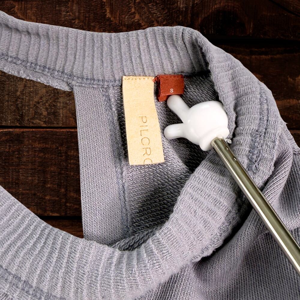 Anthropologie Pilcro Open-Back Bow Cropped Puff Sleeve Sweatshirt Lavender S - Picture 4 of 9